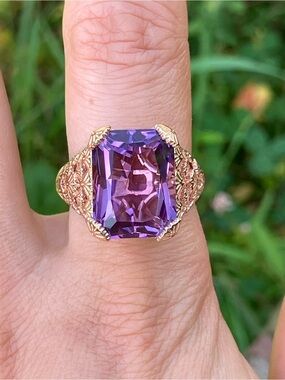 Rose De France Amethyst Sterling Silver Ring Size 9
